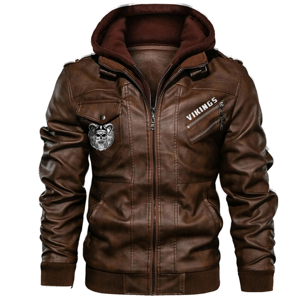 Viking Leather Jacket Brown and Black S-3XL - LinosTee.com