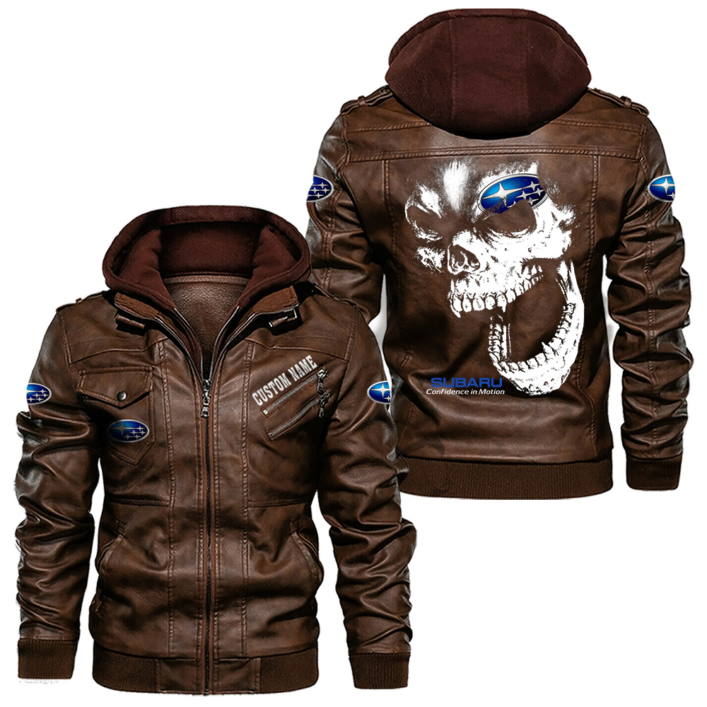 Subaru Leather jackets, black and brown vintage style, customize name ...