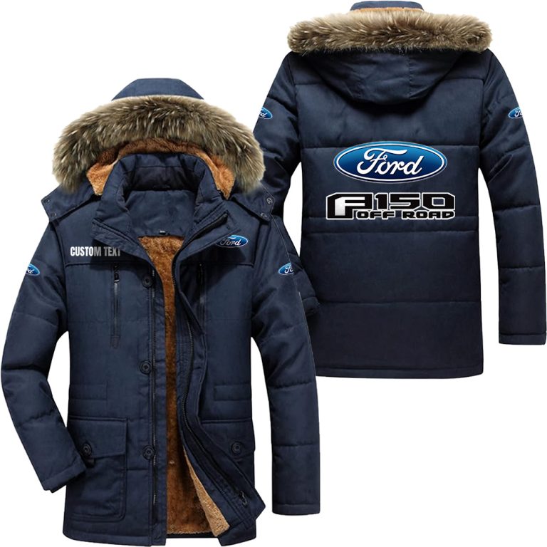 Ford F150 Hooded Fleece Parka Jacket Winter Thicken Customize Name ...