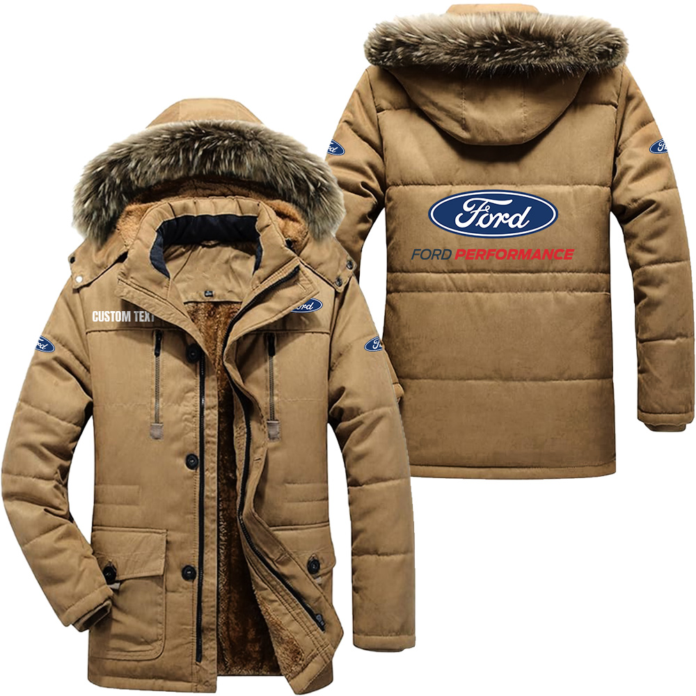 Ford performance Hooded Fleece Parka Jacket Winter Thicken Customize ...